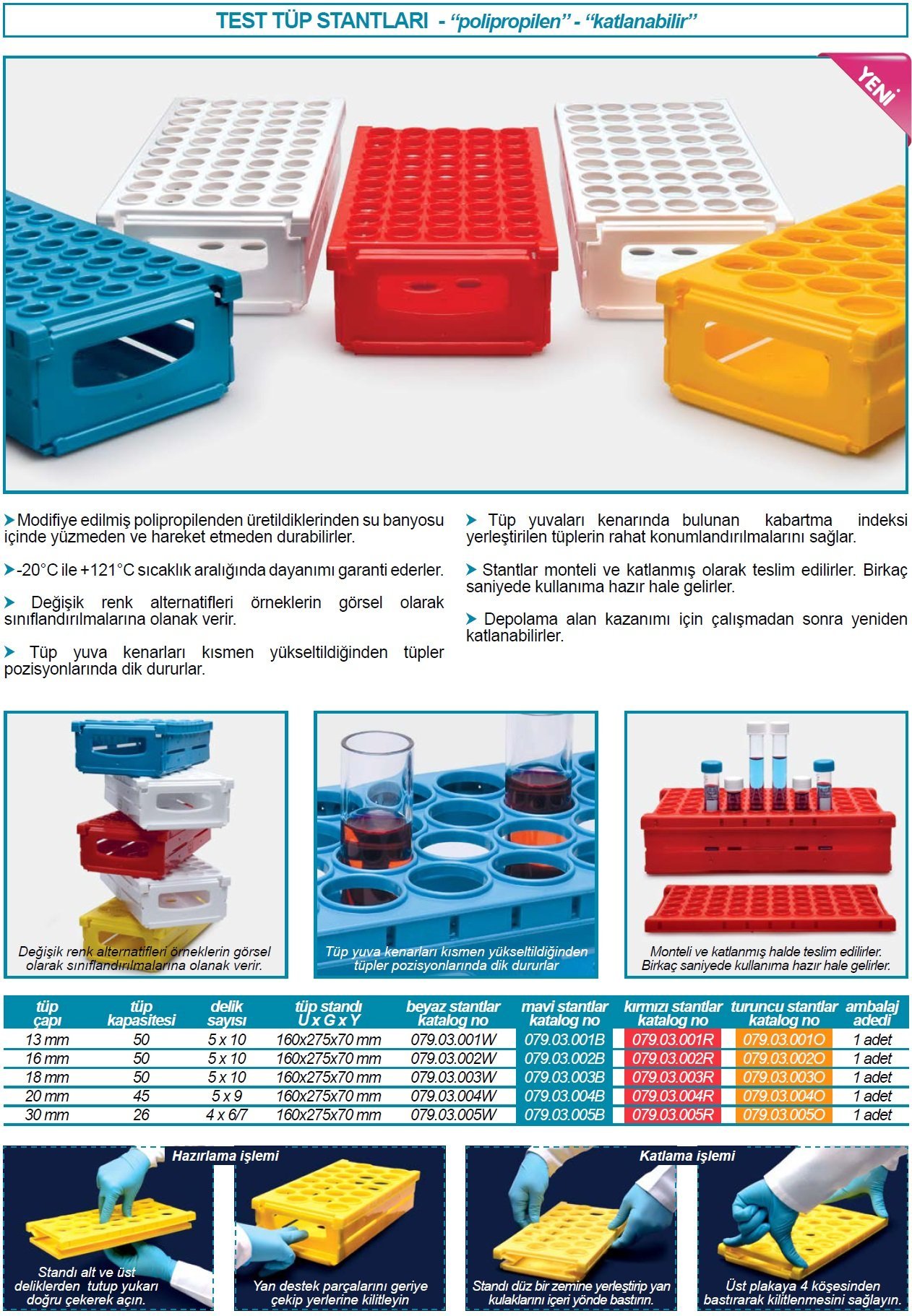 İSOLAB 079.03.001W tüp standı katlanabilir